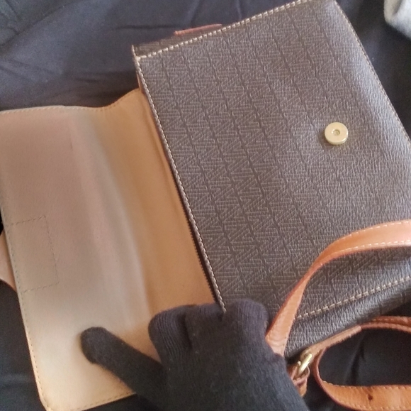 MARIO VALENTINO brown leather vintage 2 way 3way shoulder bag crossbody clutch - Picture 9 of 12